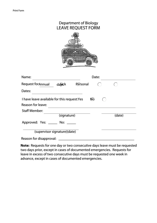 Fillable Leave Request Form Printable pdf
