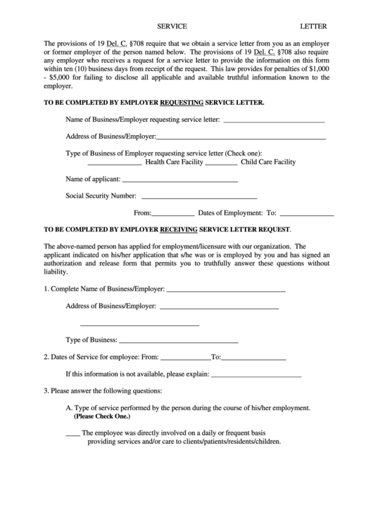 Service Letter Form