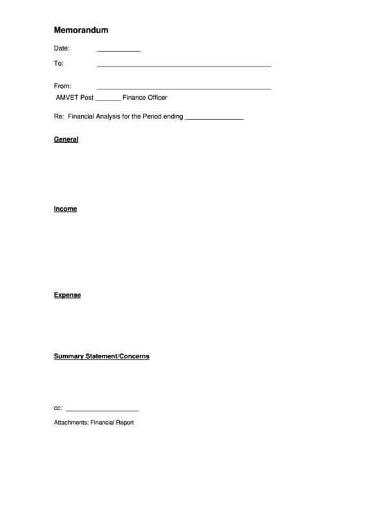 Fillable Memorandum Template - Amvets Printable pdf