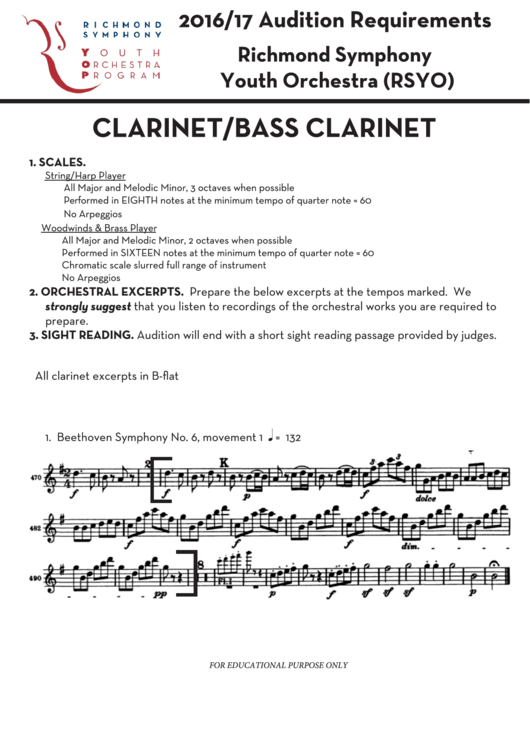 Clarinet/bass Clarinet Sheet Music Printable pdf