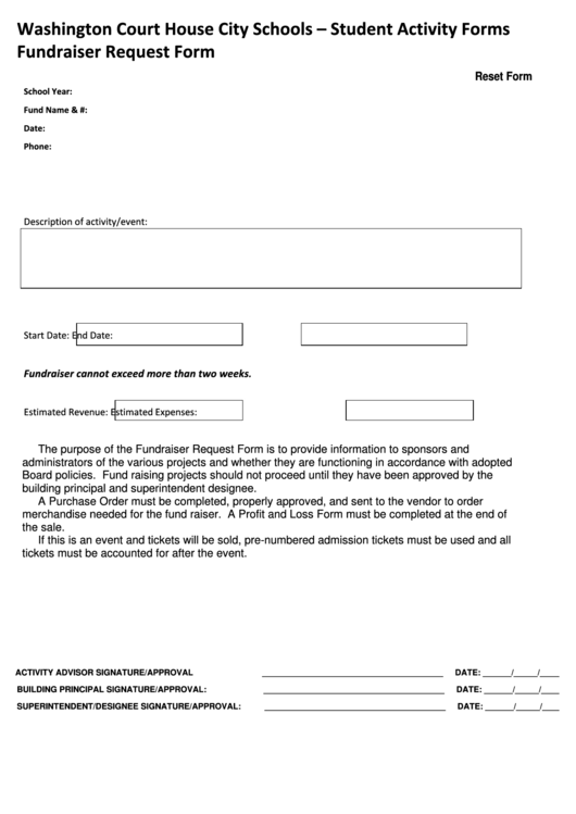 Fundraiser Request Form Printable pdf