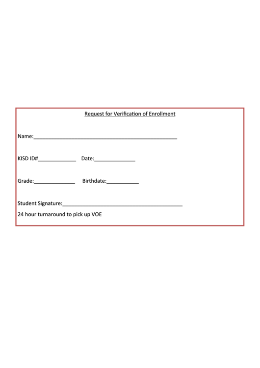 Request For Verification Of Enrollment Printable pdf