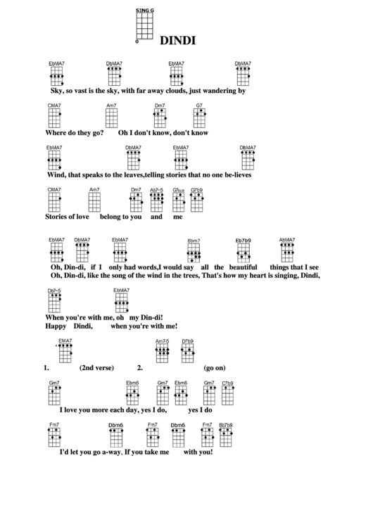 Dindi Chord Chart Printable pdf