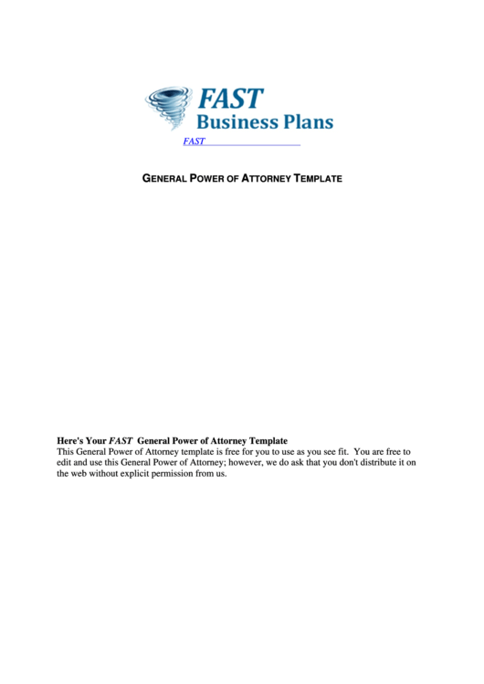 General Power Of Attorney Template Printable pdf