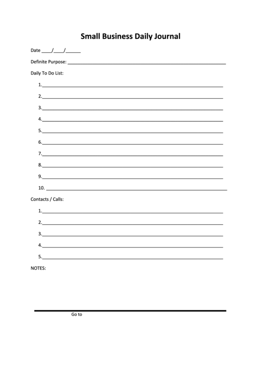 Small Business Daily Journal Template Printable pdf
