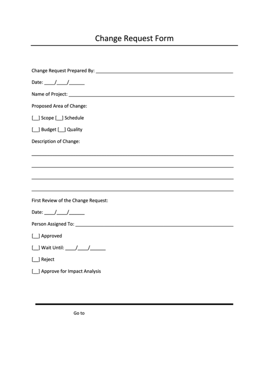 Change Request Form Printable pdf