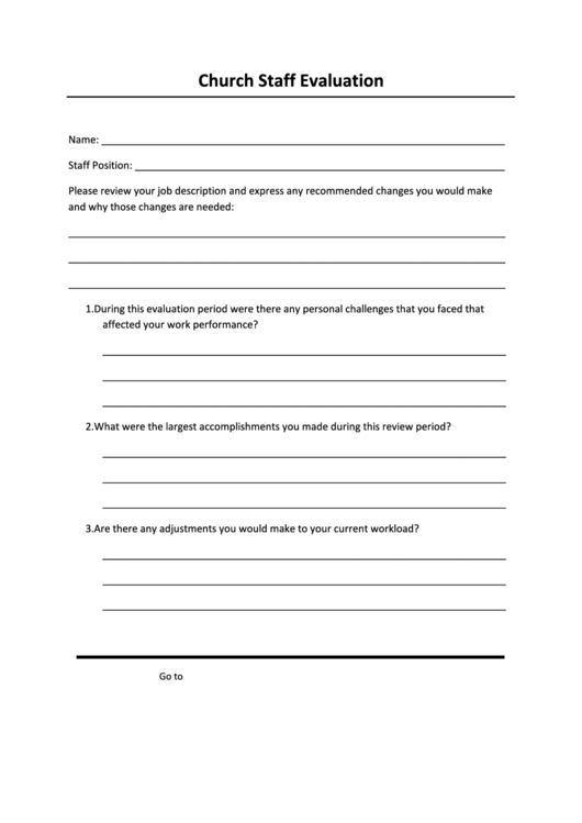 Church Staff Evaluation Printable Pdf Download