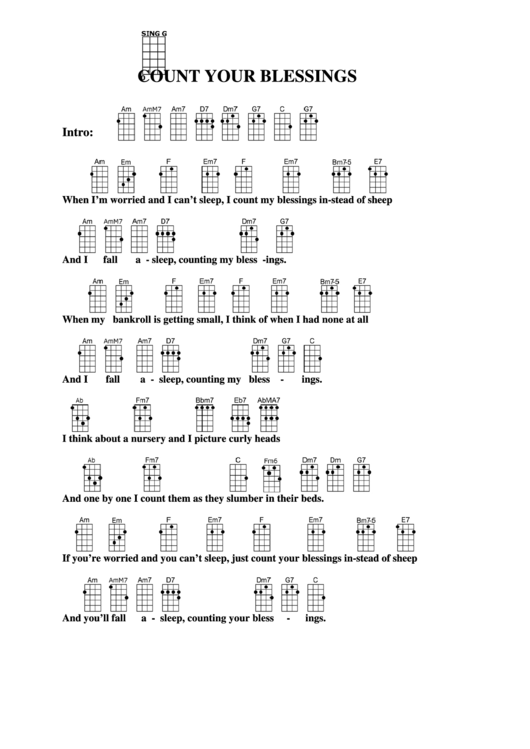 Count Your Blessings Chord Chart Printable pdf