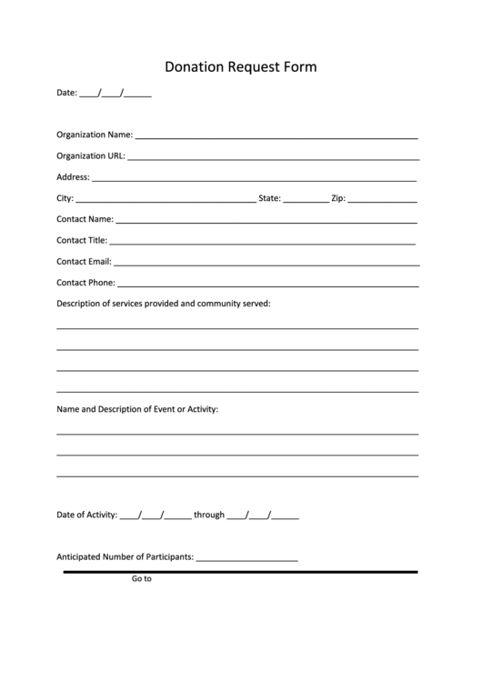 Donation Request Form Printable pdf