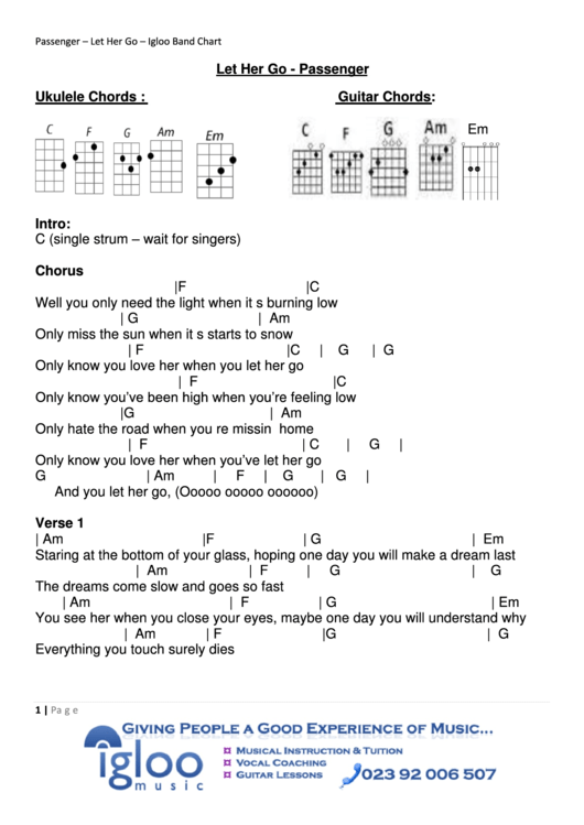 Let Her Go - Passenger Printable pdf