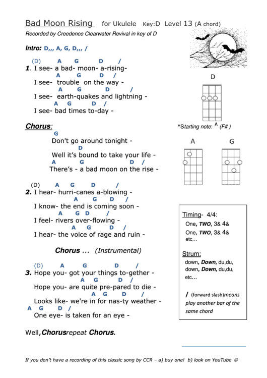 Bad Moon Rising Printable pdf