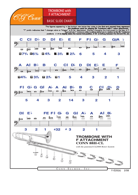 Trombone With F Attachment Basic Slide Chart printable pdf download