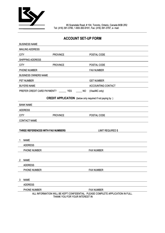 Account Set Up Form Printable pdf
