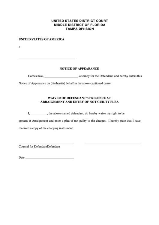 Notice Of Appearance Form