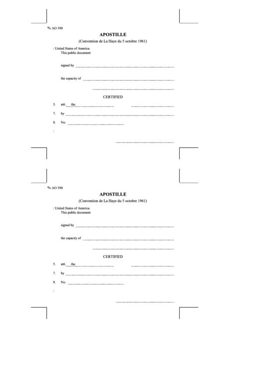 Fillable Ao 390 - Apostille Form Printable pdf