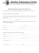 Medical Emergency Form And Contact List