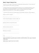 Model Subject Release Form