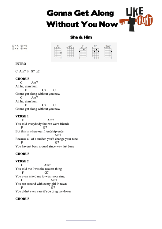 Gonna Get Along Without You - Ukulele Chord Chart Printable pdf