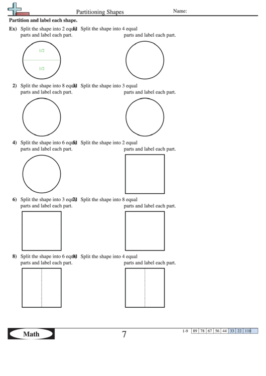 Partitioning Shapes Worksheet With Answer Key