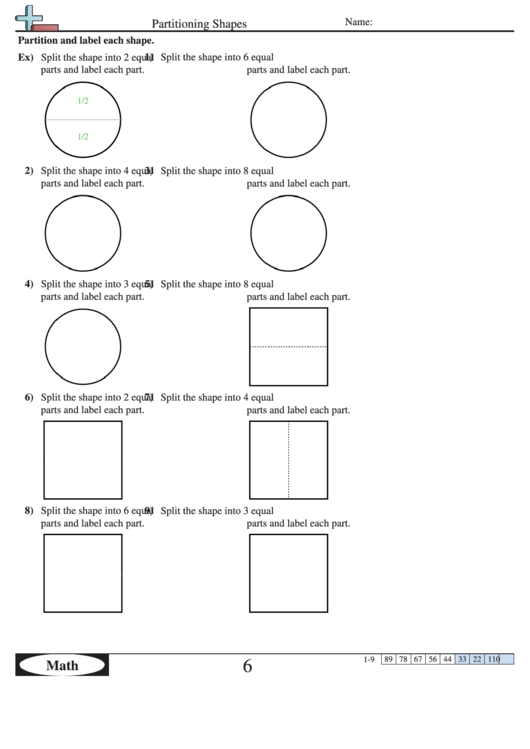 Partitioning Shapes Worksheet With Answer Key Printable pdf