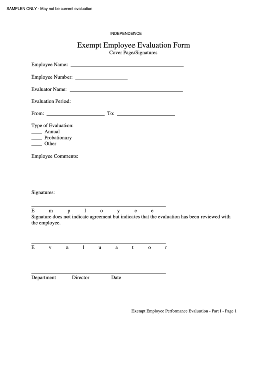 Exempt Employee Evaluation Form Printable pdf