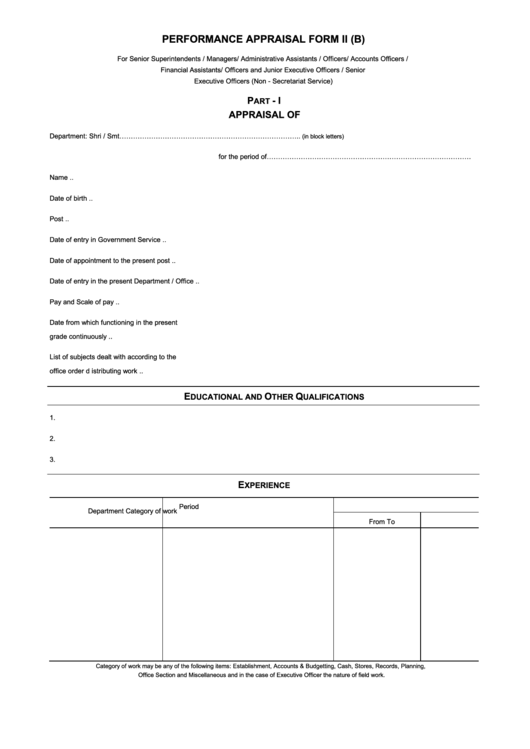 Employee Appraisal Form Printable pdf