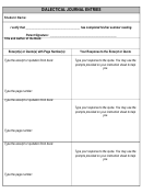 Dialectical Journal Entries Worksheet Template