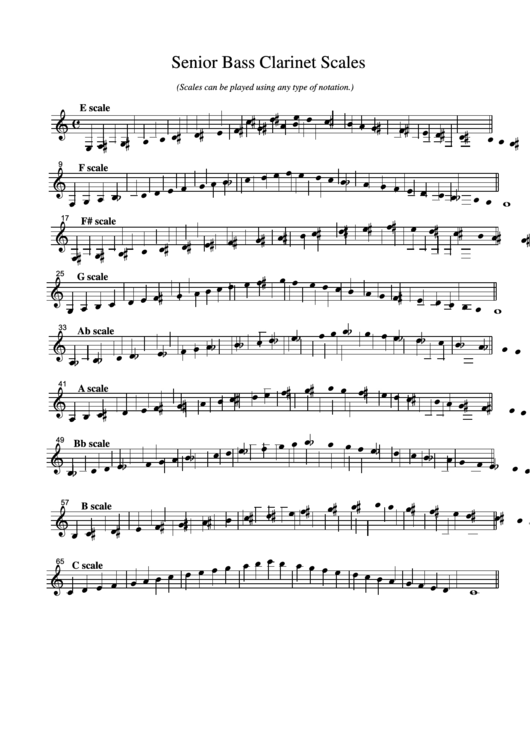 Senior Bass Clarinet Scales Printable Pdf Download
