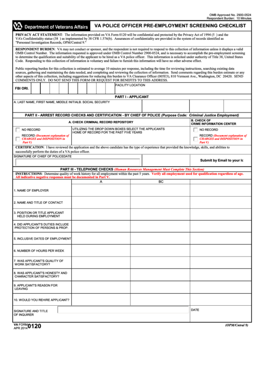 Fillable Va Police Officer Pre Employment Screening Checklist Printable pdf