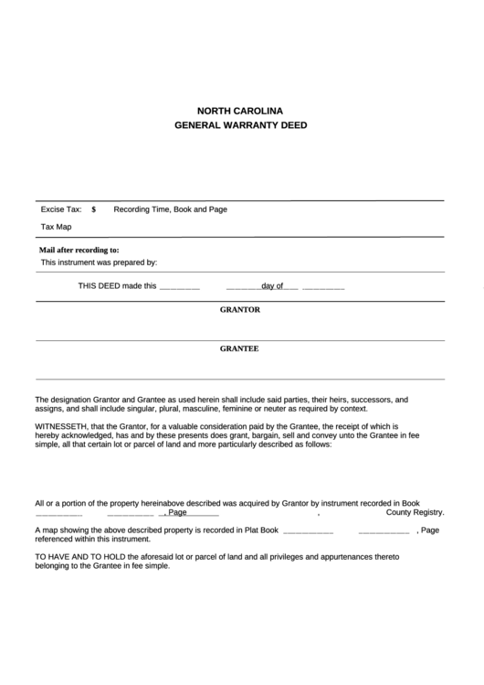 General Warranty Deed Printable pdf