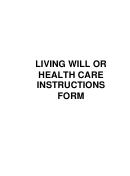 Living Will Or Health Care Instructions Form