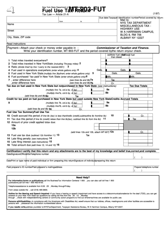 Mt 903 Fut Fuel Use Tax Return printable pdf download