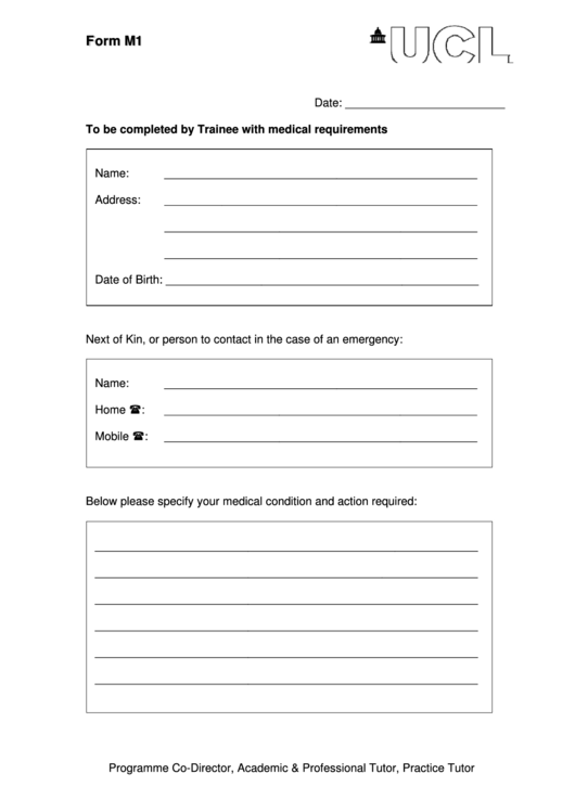 Form M1 - Ucl Printable pdf