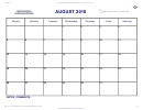 2018 August Blank Calendar Template