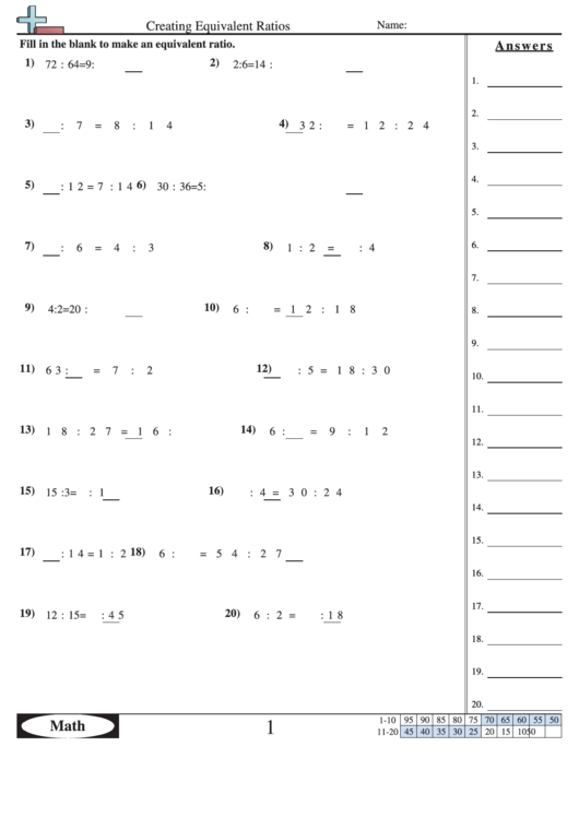 Creating Equivalent Ratios Worksheet With Answer Key Printable pdf