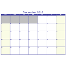 December 2016 Calendar Template - Horizontal
