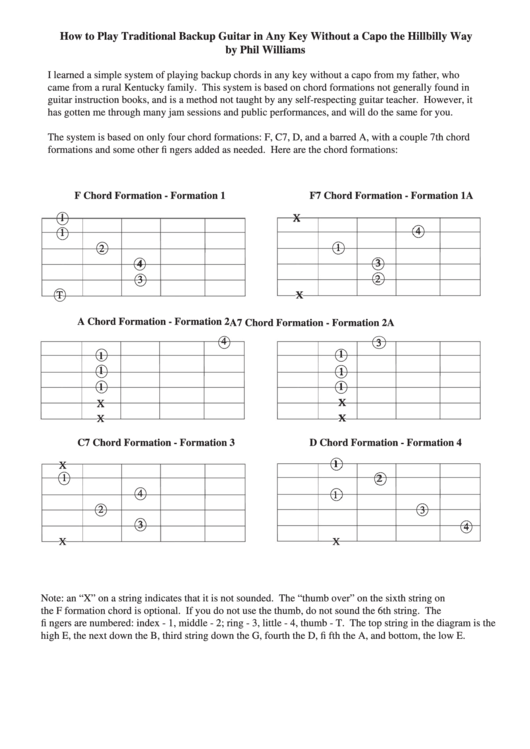 How To Play Traditional Guitar In Any Key Without A Capo The Hillbilly Way Printable pdf