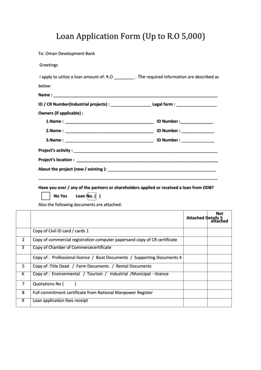 Fillable Loan Application Form Printable pdf