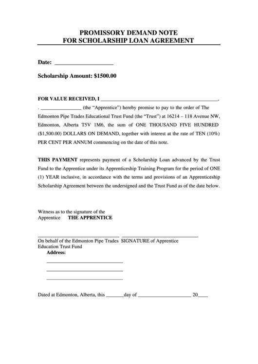 Promissory Demand Note Printable pdf
