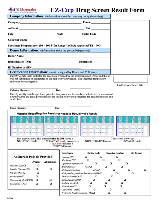 Drug Screen Result Form Printable Pdf Download