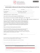 Authorization To Disclose The Result Of Drug Testing & Request Lab