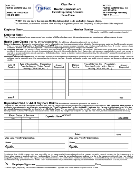 Fillable Flexible Spending Accounts Claim Form printable pdf download
