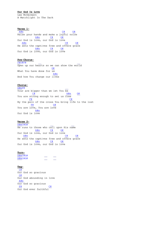Our God Is Love Chords Printable pdf
