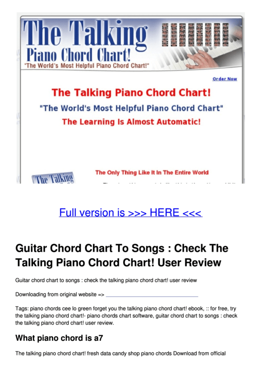 Guitar Chord Chart To Songs Printable pdf