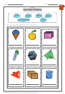 Solid Shapes And Objects Worksheet
