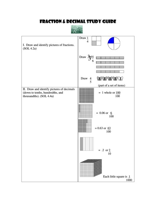 Fraction And Decimal Worksheet Printable pdf