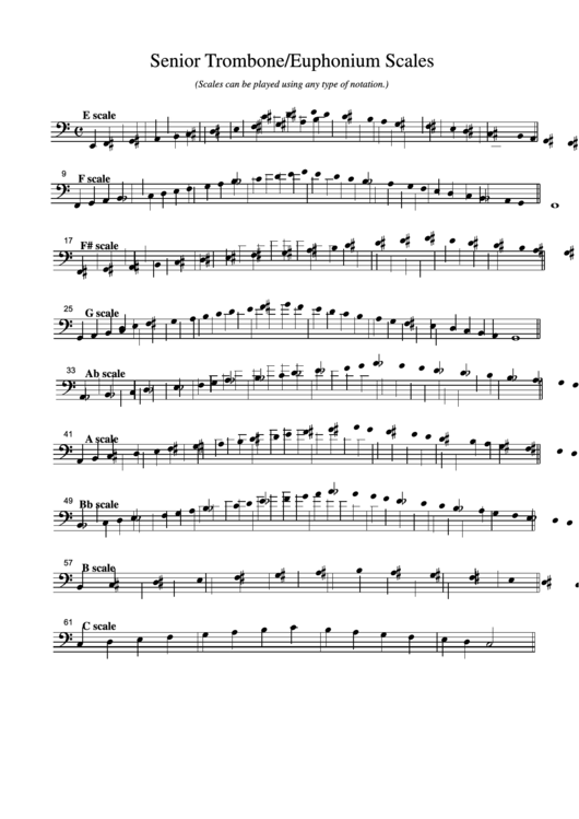 Senior Trombone/euphonium Scales Printable pdf