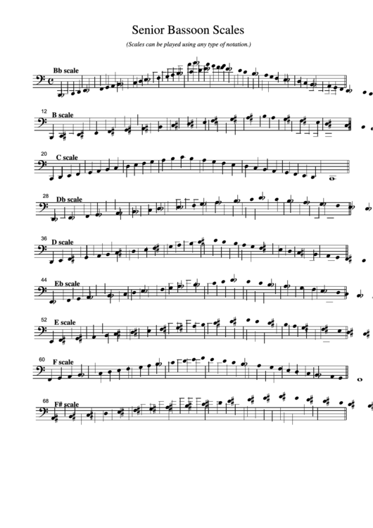 Senior Bassoon Scales Printable pdf