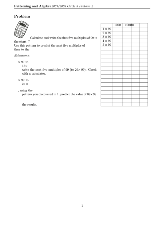 Patterning And Algebra Printable pdf