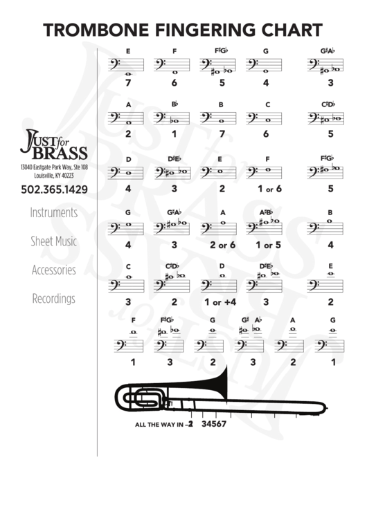 Trombone Fingering Chart Printable pdf